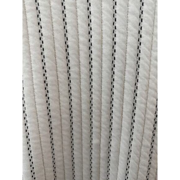 Zara Oversized Striped Quilted Midi Dress Cream & Black Weave Size Large - Picture 14 of 14